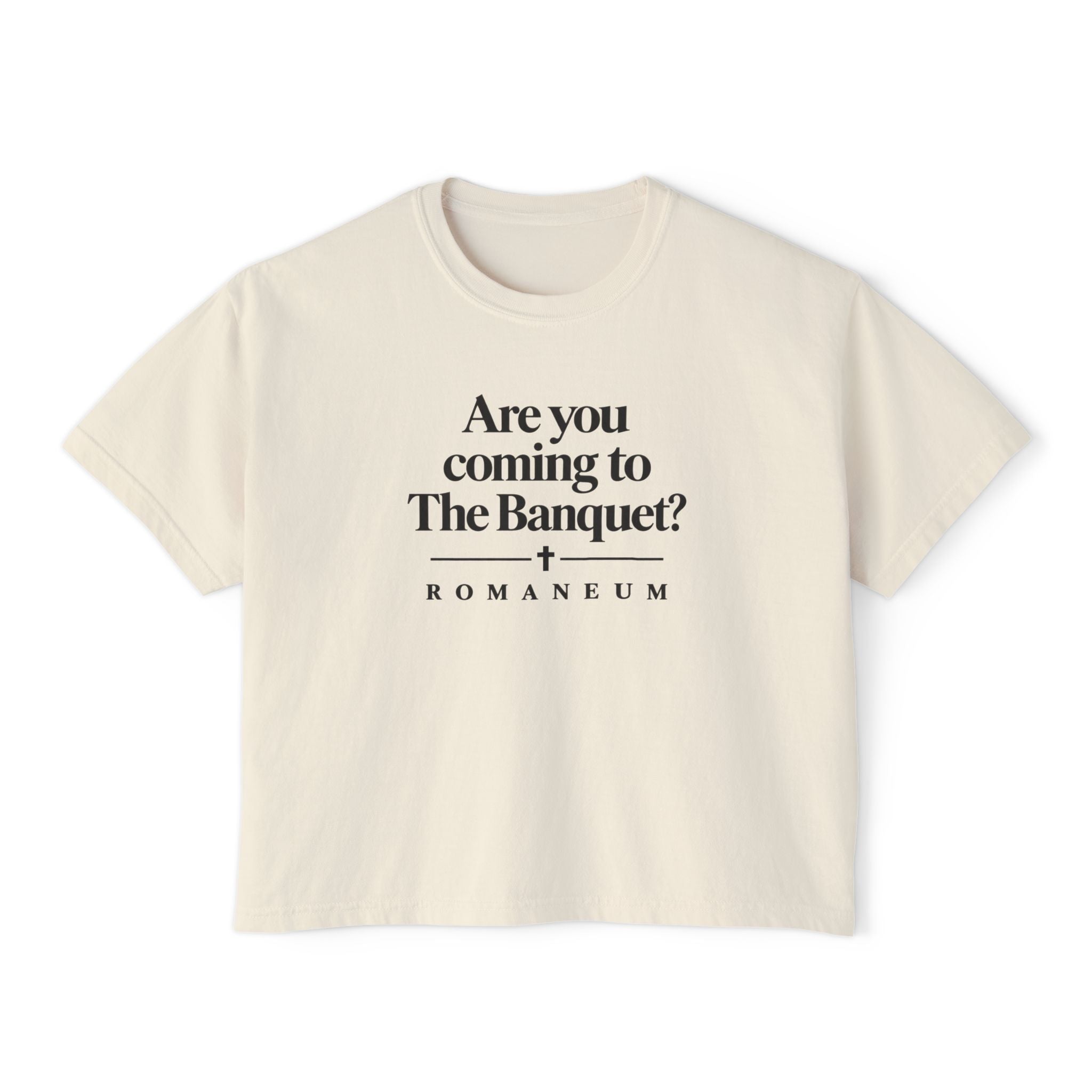 Are You Coming to The Banquet? Boxy Tee — Romaneum Christian Graphic Shirt