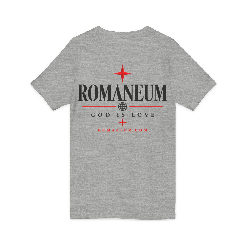 Romaneum "Amor/Roma" V-Neck Tee — God Is Love Christian Graphic Shirt