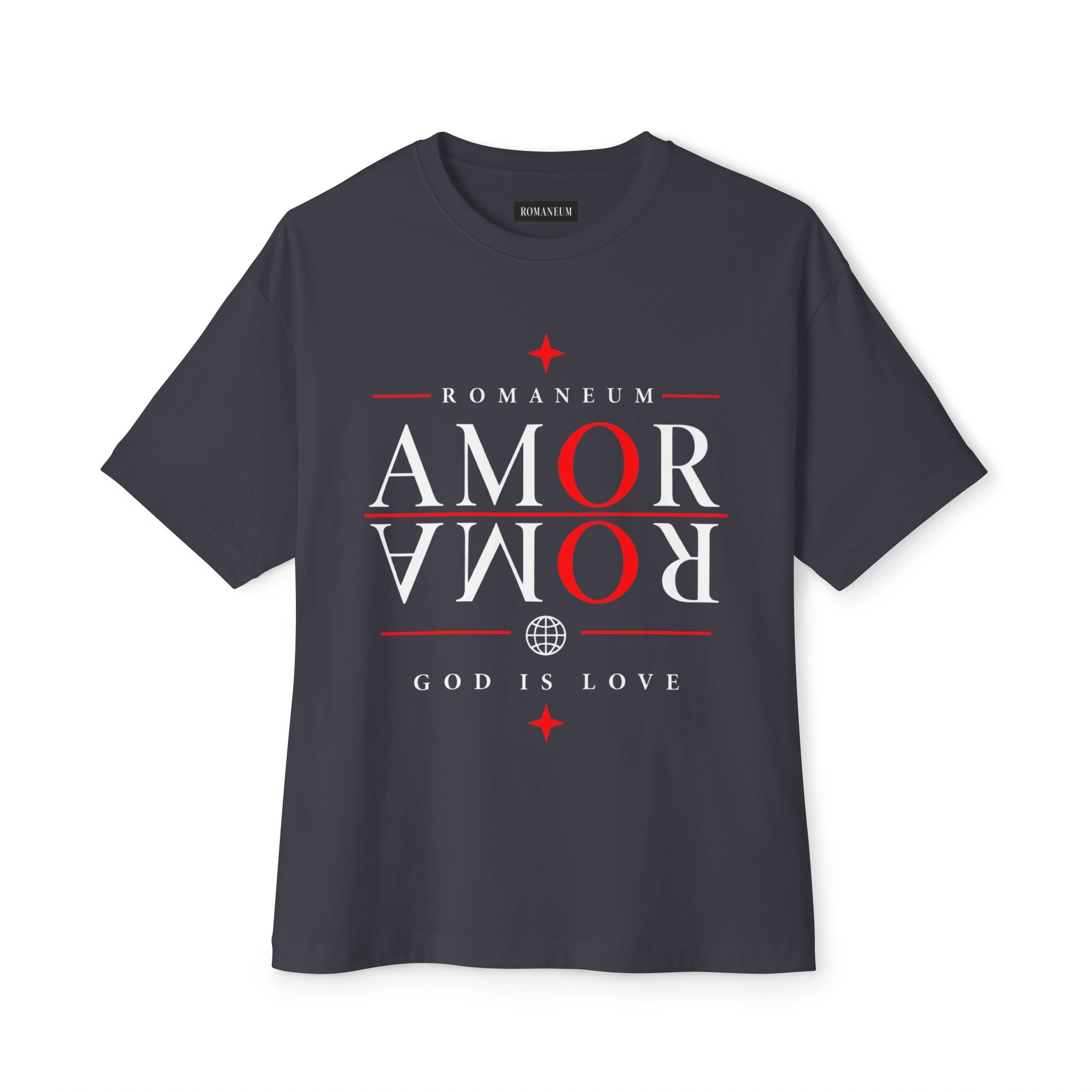 Amor Romanum Tee — 'Amor' Mirrored Graphic Boxy T‑Shirt