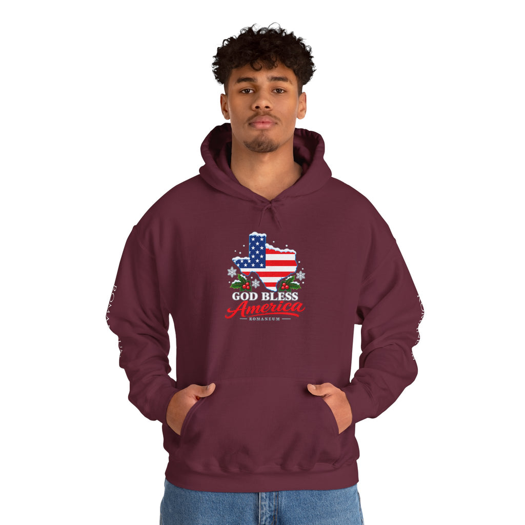 American Flag Texas Hoodie — God Bless America Patriotic Pullover