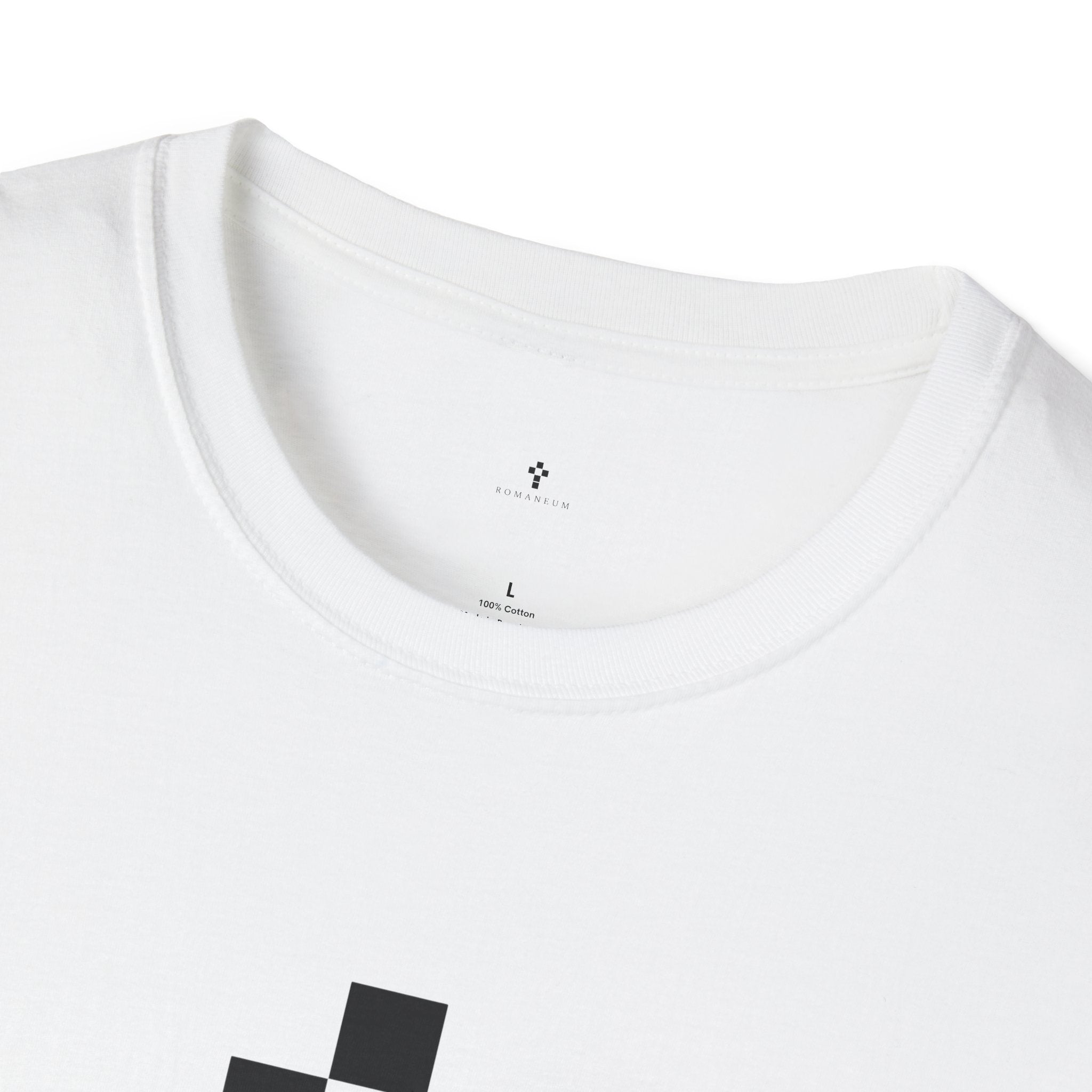 Romaneum Minimal Pixel Cross T-Shirt | Small Black Geometric Cross