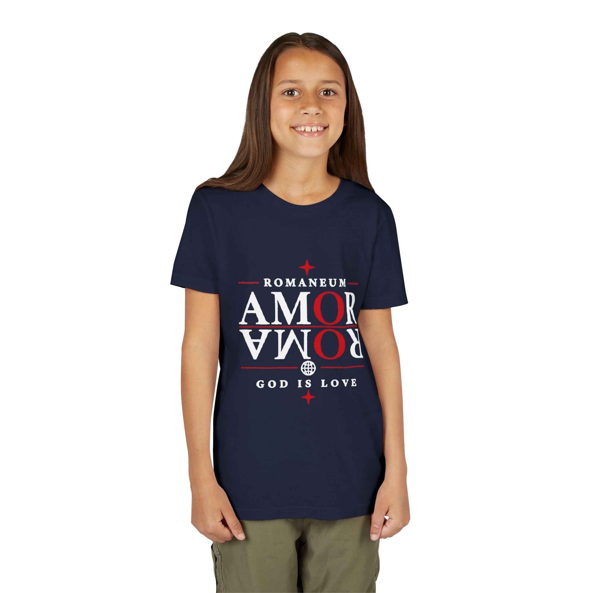 Youth Tee — ROMANEUM “AMOR / ROMA” God Is Love Graphic