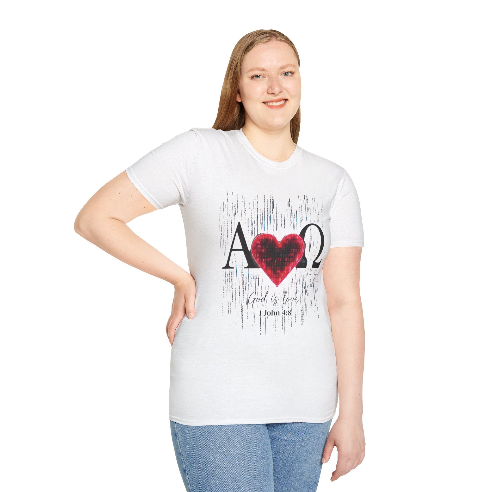 Alpha Omega Heart T-Shirt | Christian Scripture John 3:16 Design