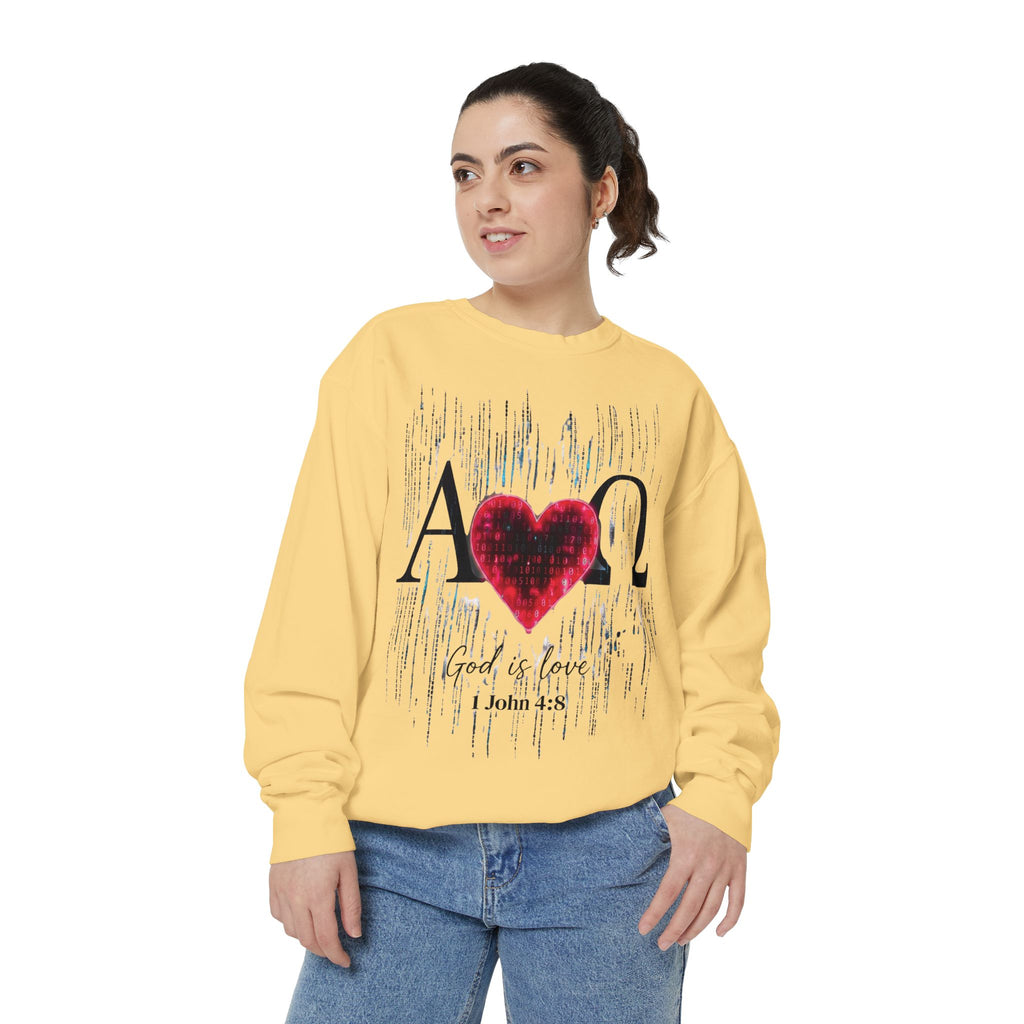 Alpha Omega Heart design sweatshirt | God is Love 1 John 4:8 RomanEum