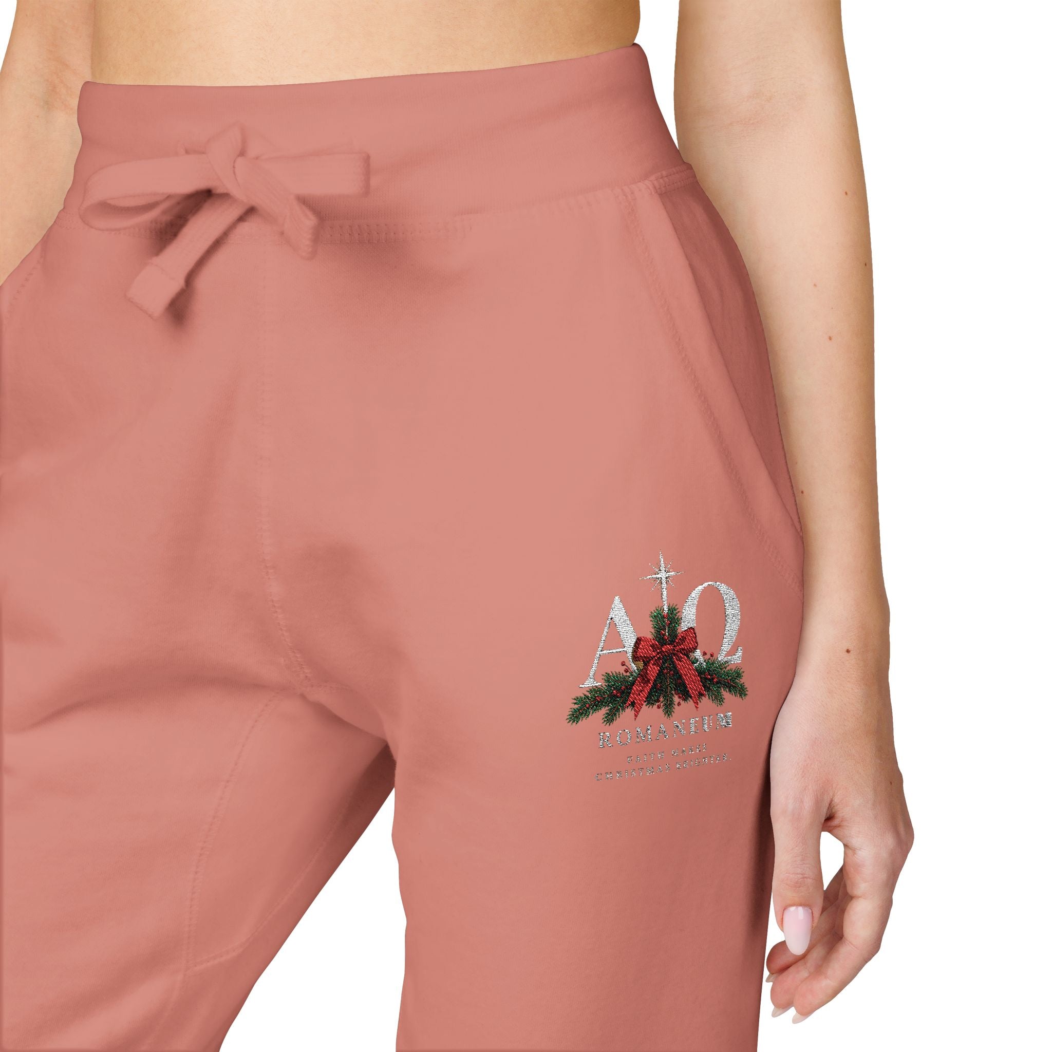 Embroidered Holiday Gnomes Fleece Sweatpants — Cozy Christmas Lounge Pants