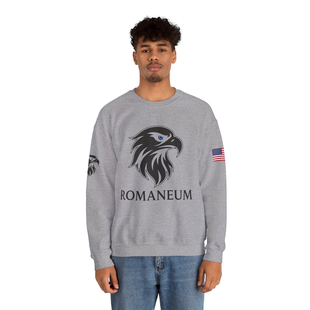 Romaneum eagle crest Crewneck sweatshirt | Romaneum logo, American flag sleeve