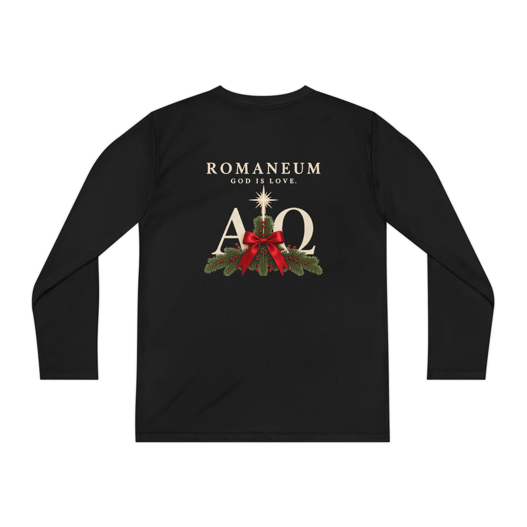 Youth Long Sleeve Tee — Romaneum Alpha Omega Christmas Design