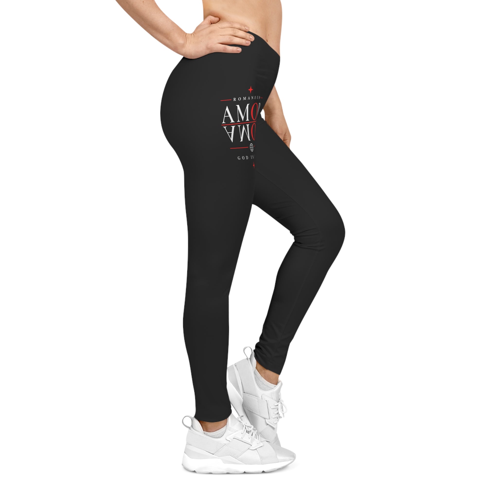 Leggings — 'Amor Romanum' Minimal Black Graphic Leggings
