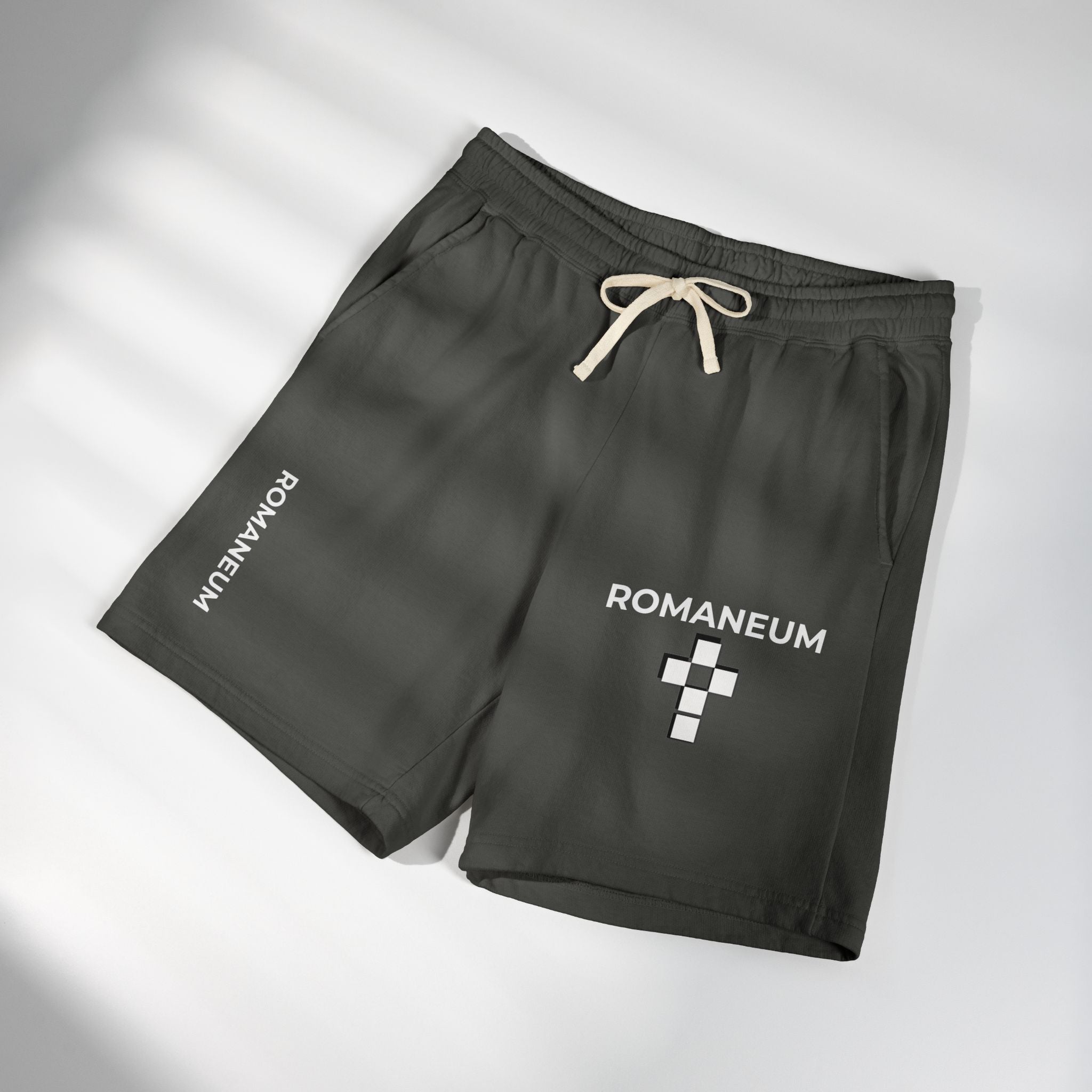 Romaneum Logo Sweat Shorts — Lightweight Fleece Casual Lounge Shorts