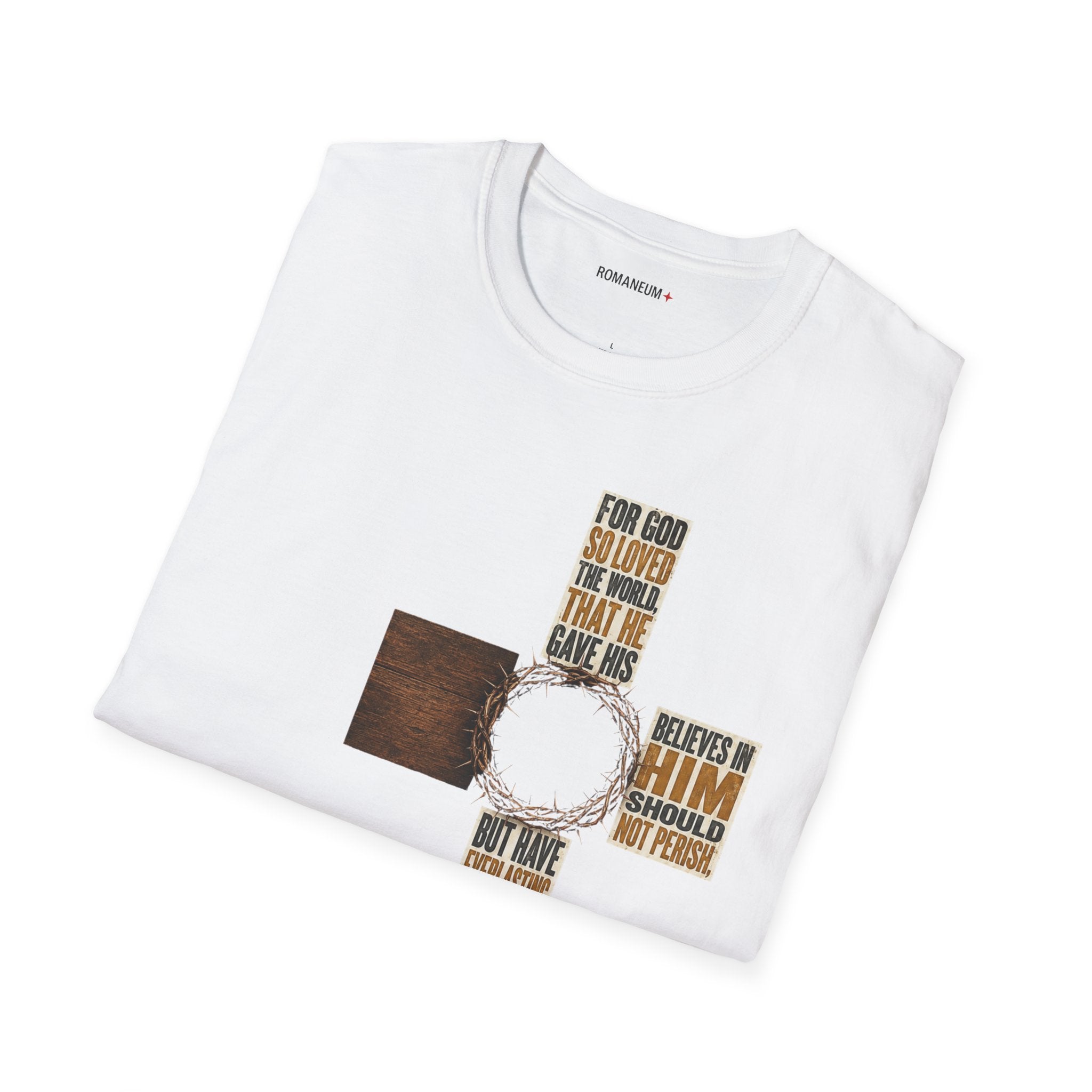 John 3:16 Cross T-Shirt — Faith Tee (For God So Loved)