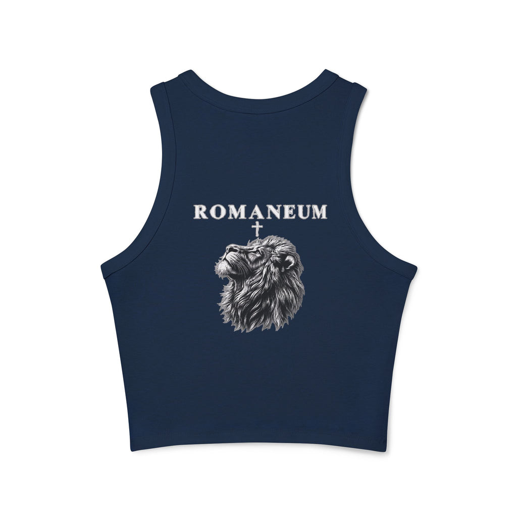 Romaneum Judah Lion Crop Tank — Women's Graphic Racer Tank Top