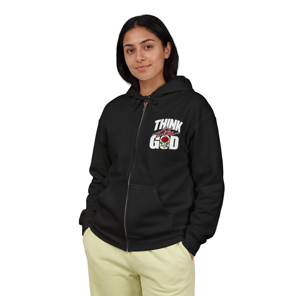 Women's Think like God Zip Hoodie — ROMANEUM Graphic Full-Zip Hooded Sweatshirt