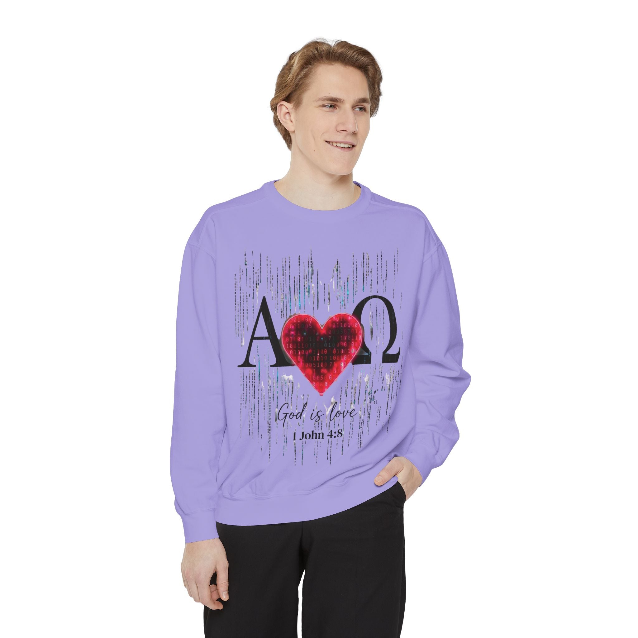Alpha Omega Heart design sweatshirt | God is Love 1 John 4:8 RomanEum