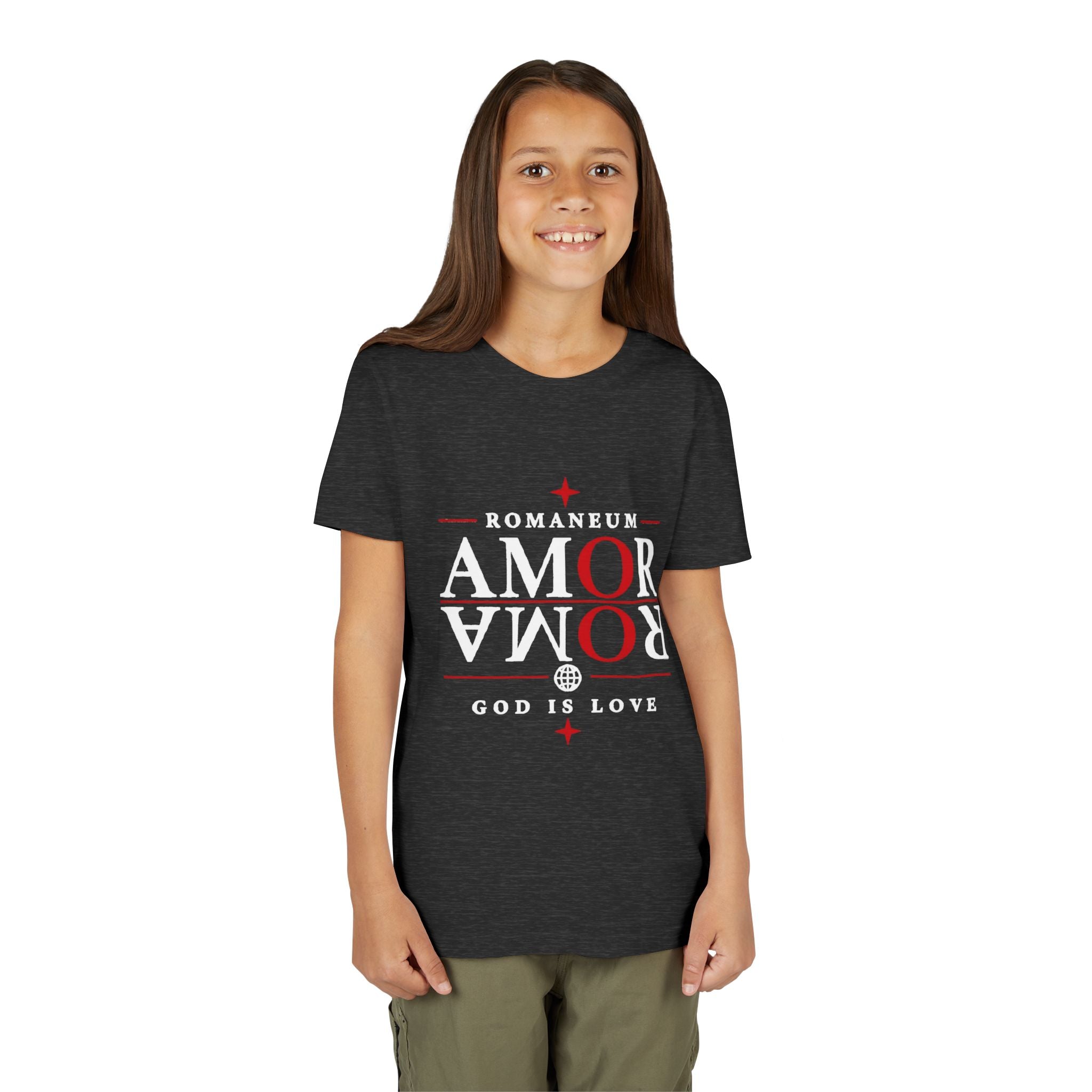 Youth Tee — ROMANEUM “AMOR / ROMA” God Is Love Graphic