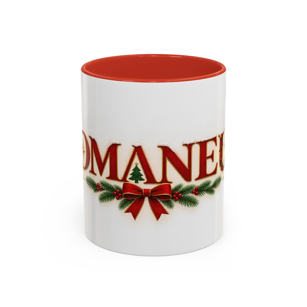 Christmas Accent Coffee Mug - Festive Garland & Bow Holiday Drinkware (11/15oz)