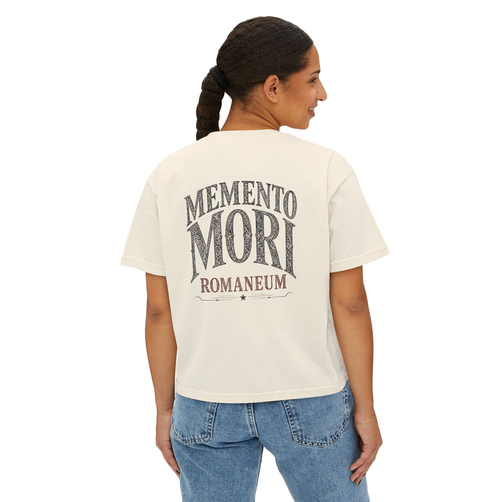 Memento Mori Boxy Tee — Vintage Skull Romaneum Graphic Shirt