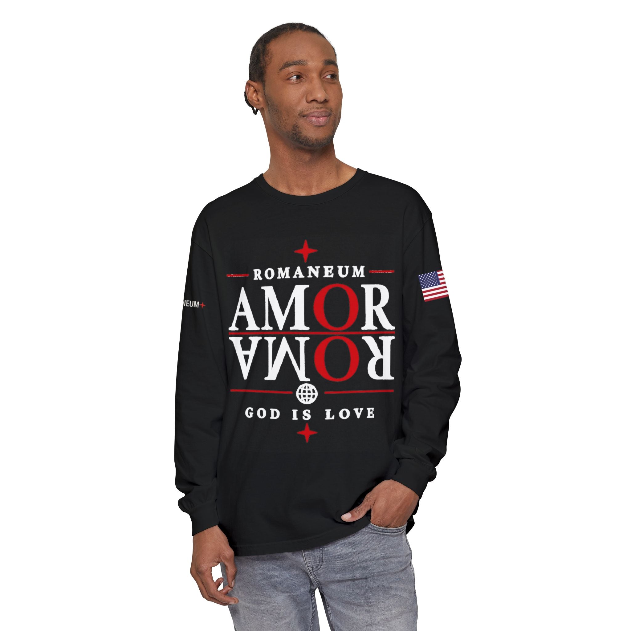 Romaneum "AMOR/ROMA" Long Sleeve Tee — God Is Love Graphic Shirt