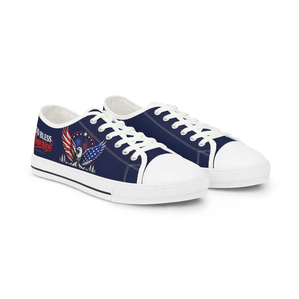 Patriotic Eagle Low Top Sneakers – God Bless America Men’s Canvas Shoes
