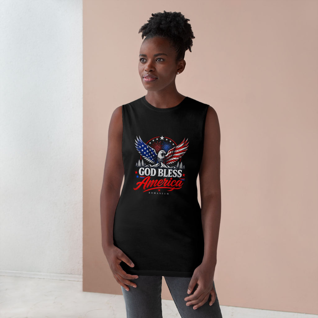 God Bless America Eagle Tank Top — Patriotic Romaneum USA Flag Muscle Tee