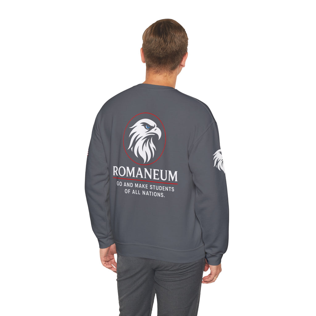 Romaneum eagle crest Crewneck sweatshirt | Romaneum logo, American flag sleeve