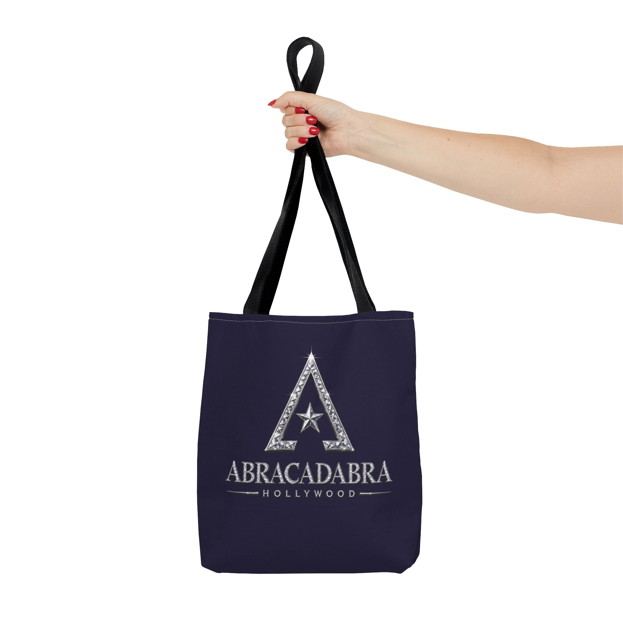 Abracadabra Hollywood Logo Tote Bag — Magic-Themed Navy AOP Tote