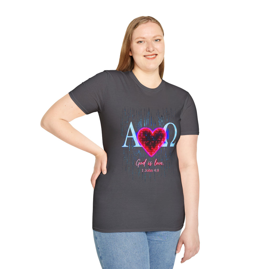 Alpha Omega Heart T-Shirt | Christian Scripture John 3:16 Design