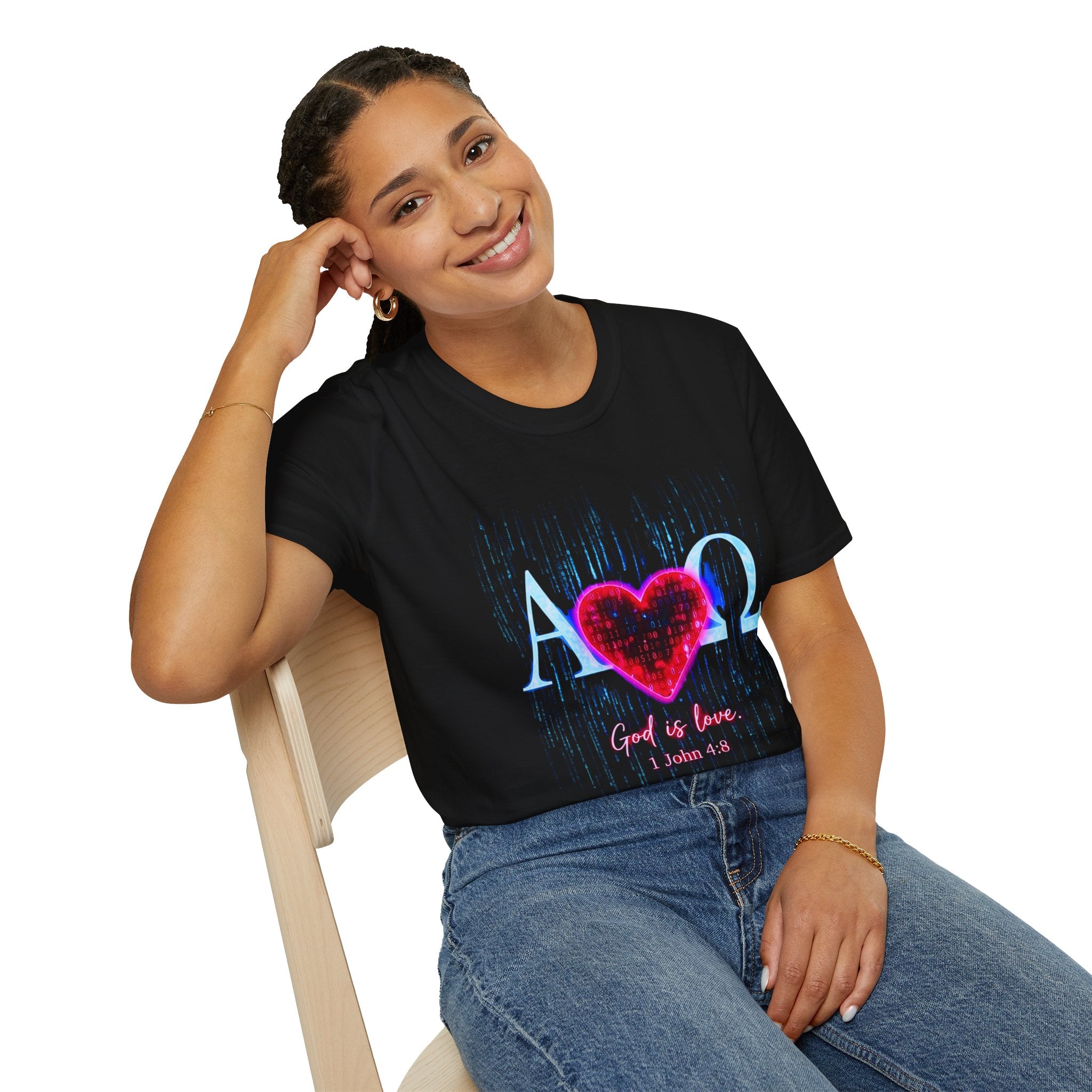 Alpha Omega Heart T-Shirt | Christian Scripture John 3:16 Design