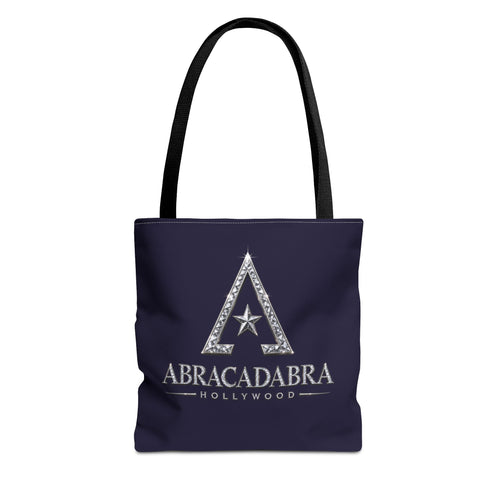 Abracadabra Hollywood Logo Tote Bag — Magic-Themed Navy AOP Tote