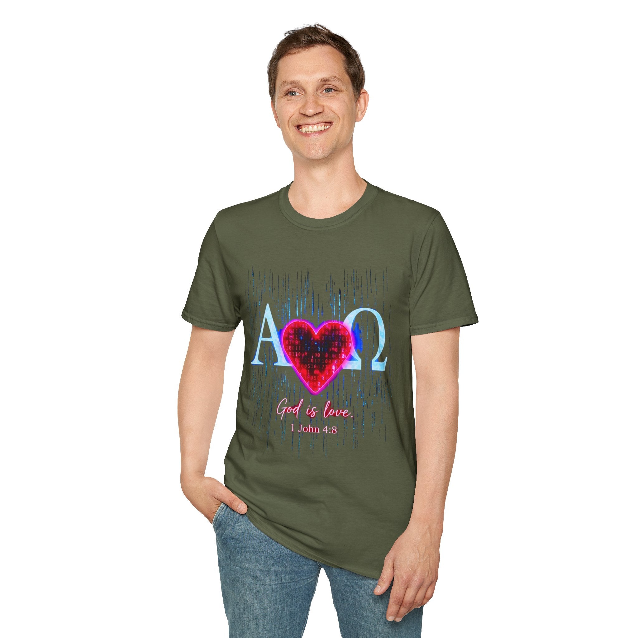 Alpha Omega Heart T-Shirt | Christian Scripture John 3:16 Design