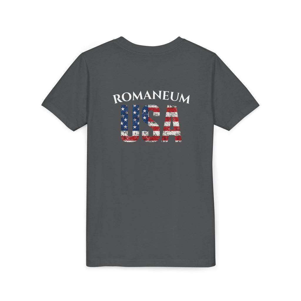 Youth USA Flag Tee — "Romaneum" Patriotic Kids T‑Shirt