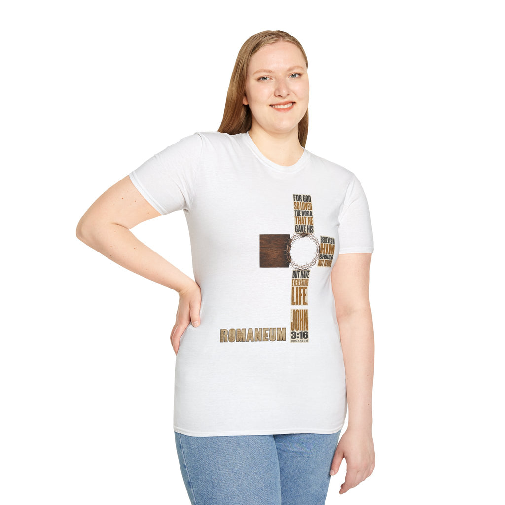 John 3:16 Cross T-Shirt — Faith Tee (For God So Loved)