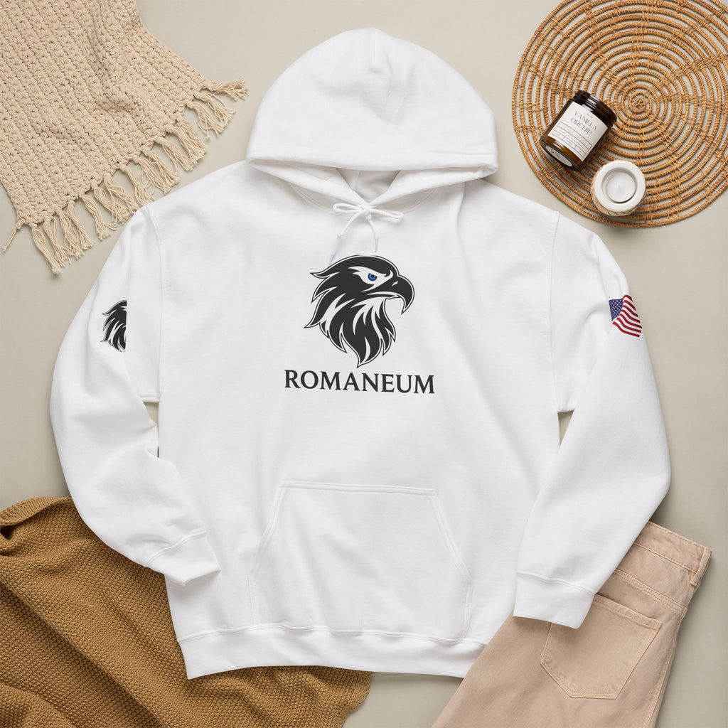 Romaneum Eagle Logo Hoodie | Romaneum School Crest, Patriotic Sleeve Design