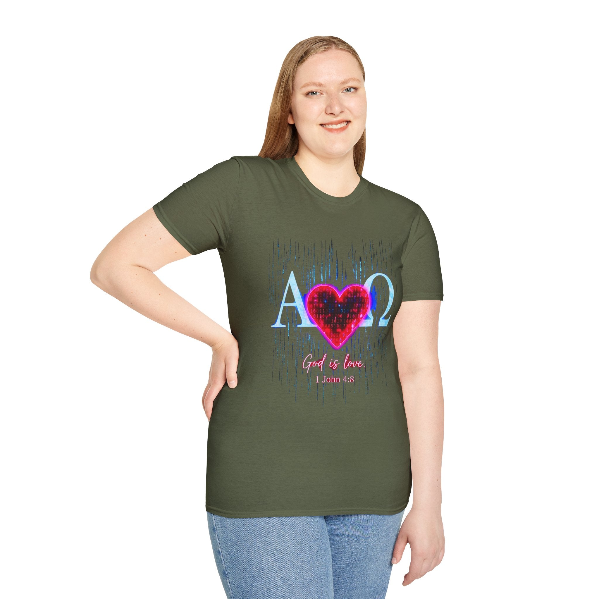 Alpha Omega Heart T-Shirt | Christian Scripture John 3:16 Design