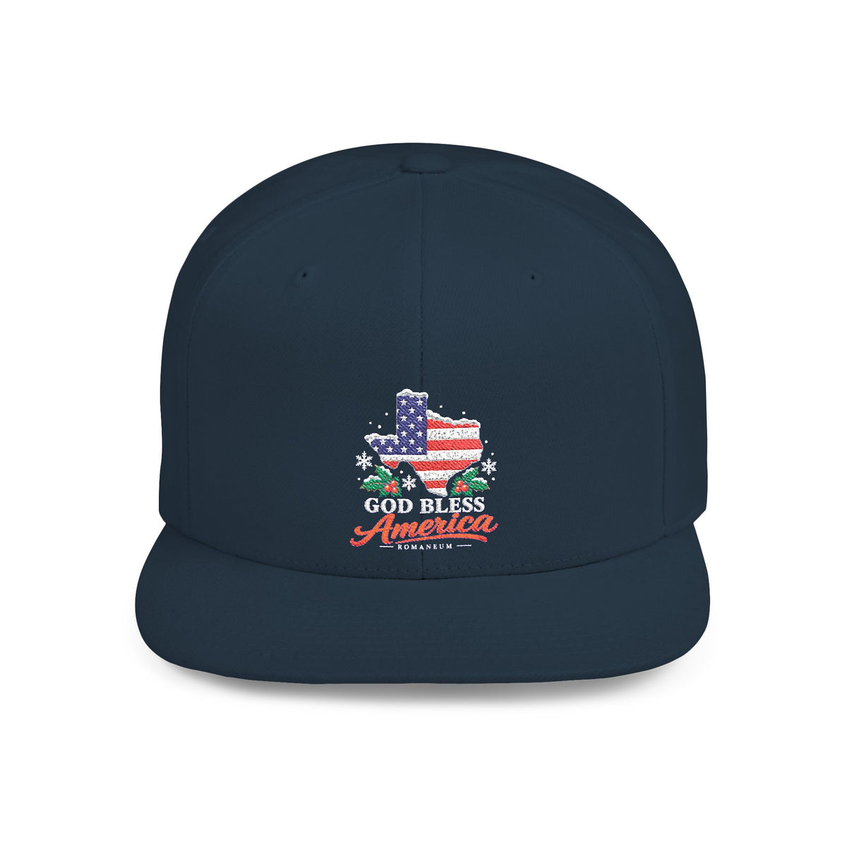 America Flag Snapback Christmas Hat — Patriotic Flat-Bill Cap