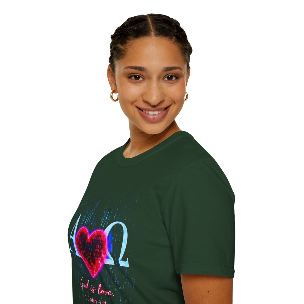 Alpha Omega Heart T-Shirt | Christian Scripture John 3:16 Design