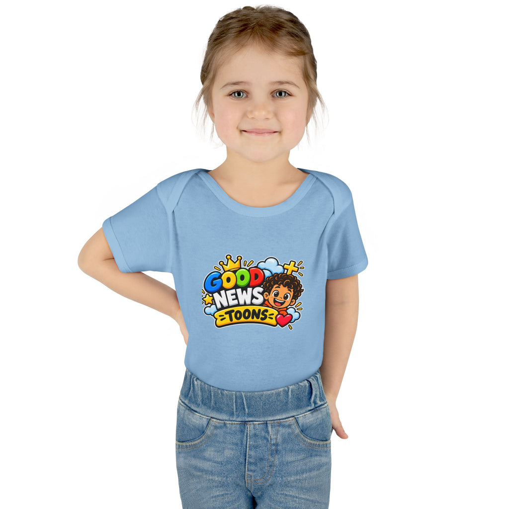 Infant Bodysuit — "Good News Toons" Colorful Cartoon Baby Onesie (Faithful Fun Truth)