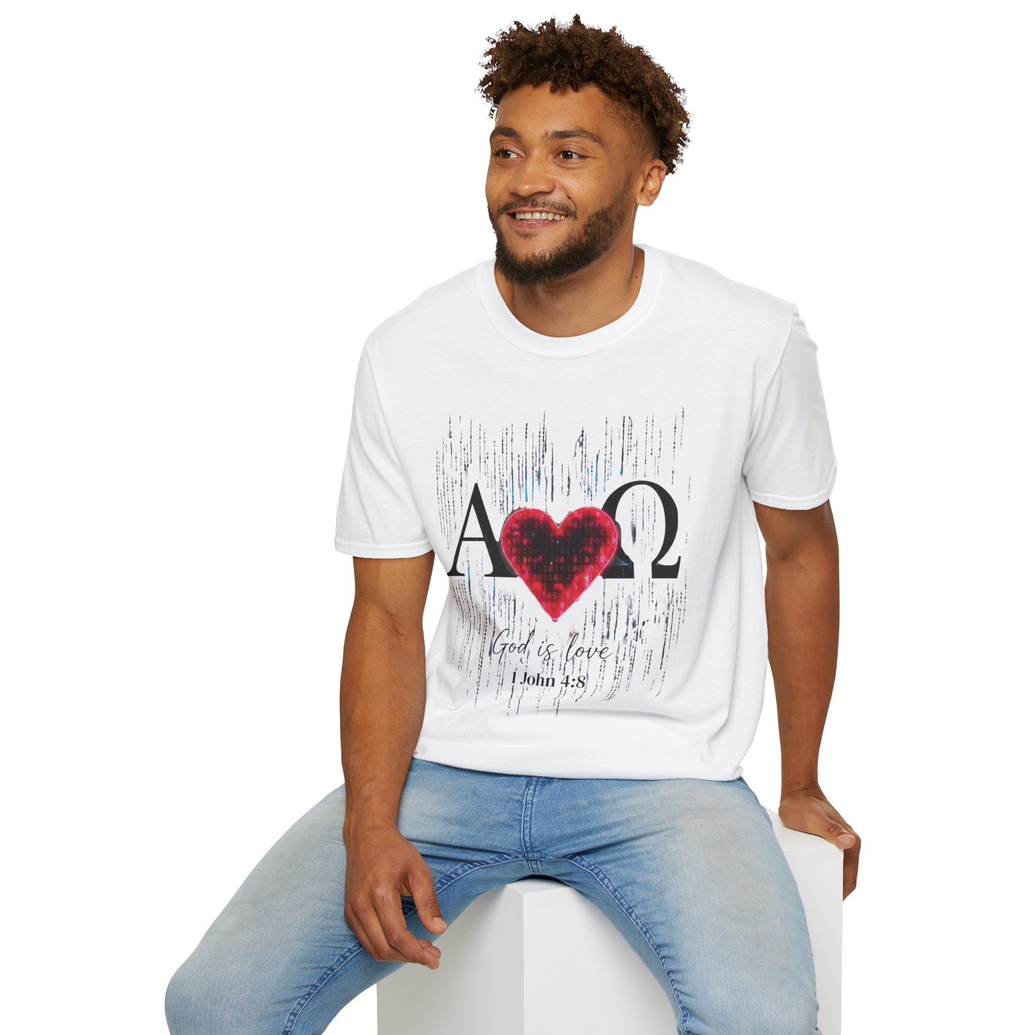 Alpha Omega Heart T-Shirt | Christian Scripture John 3:16 Design
