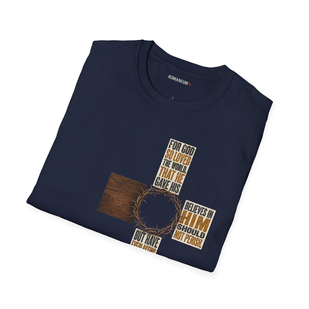 John 3:16 Cross T-Shirt — Faith Tee (For God So Loved)