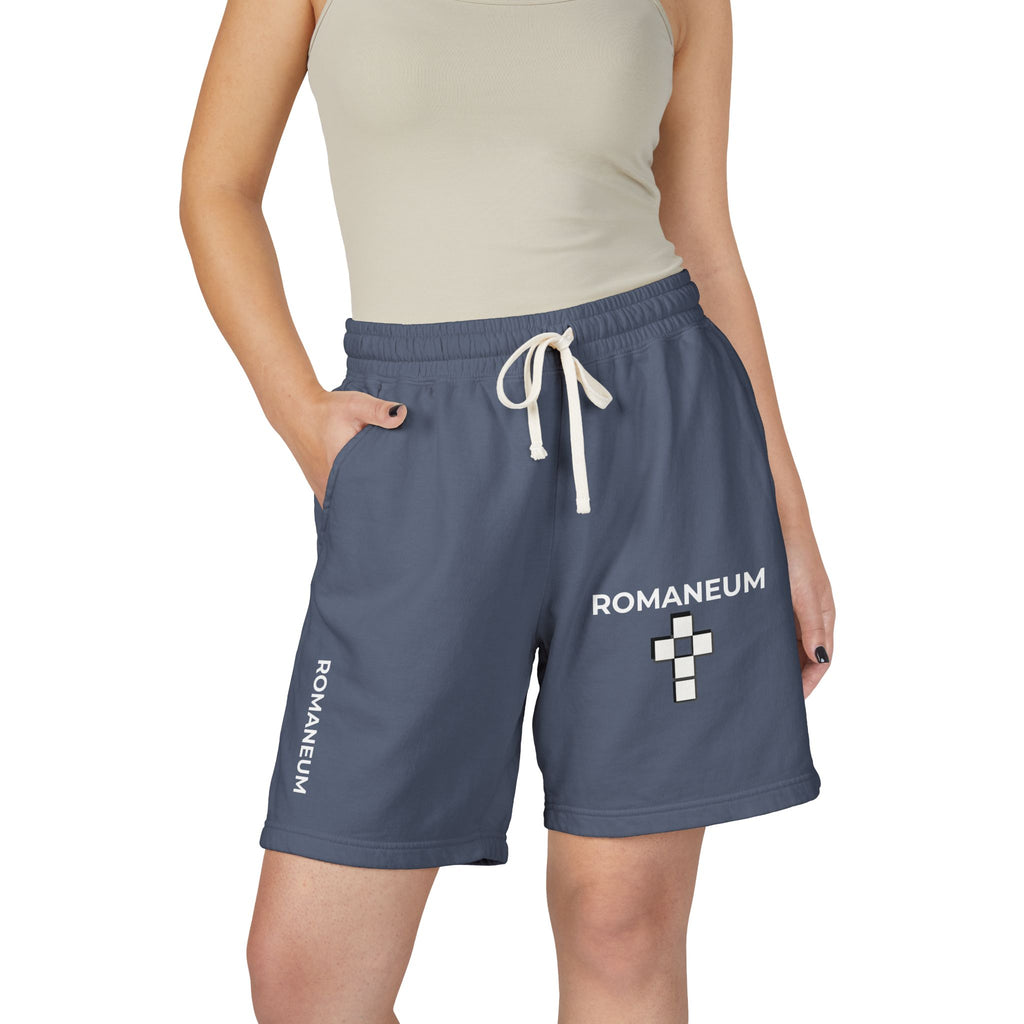 Romaneum Logo Sweat Shorts — Lightweight Fleece Casual Lounge Shorts