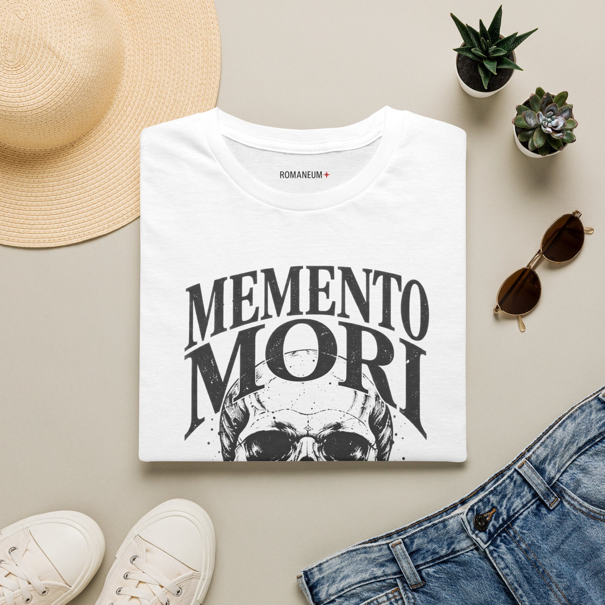 Memento Mori Skull T-Shirt — Gothic Reminder Tee with Romaneum Skull Design