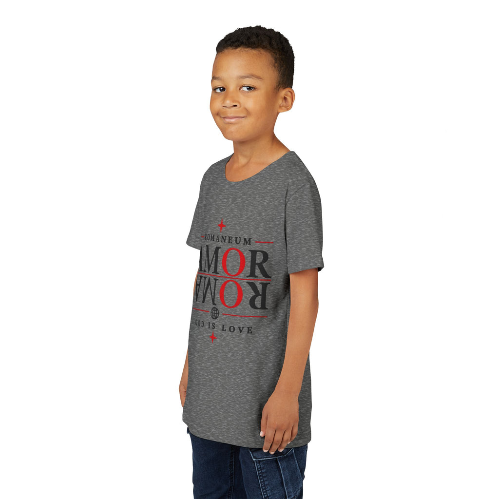 Youth Tee — ROMANEUM “AMOR / ROMA” God Is Love Graphic