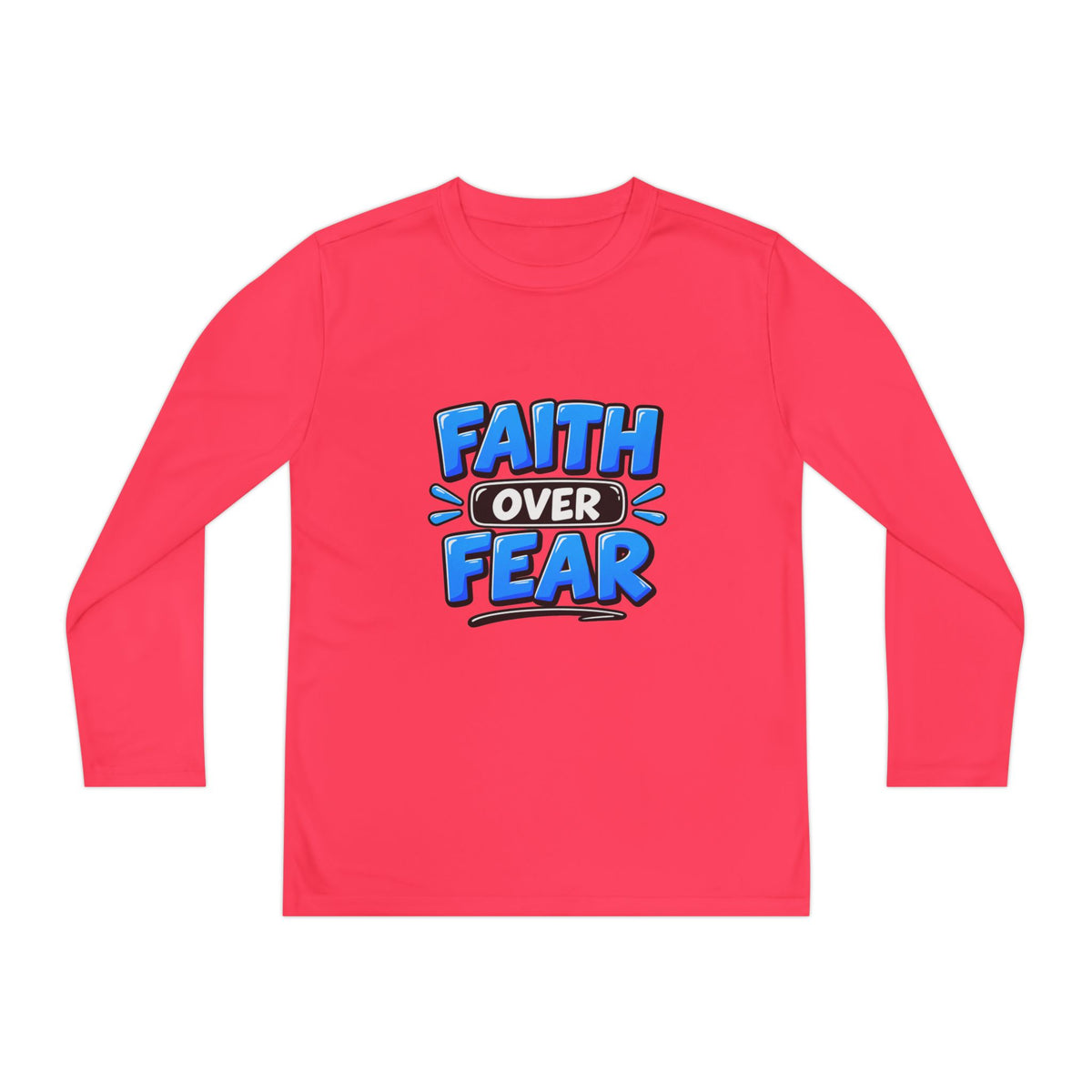 Faith Over Fear Youth Long Sleeve Tee — Good News Toons Graphic