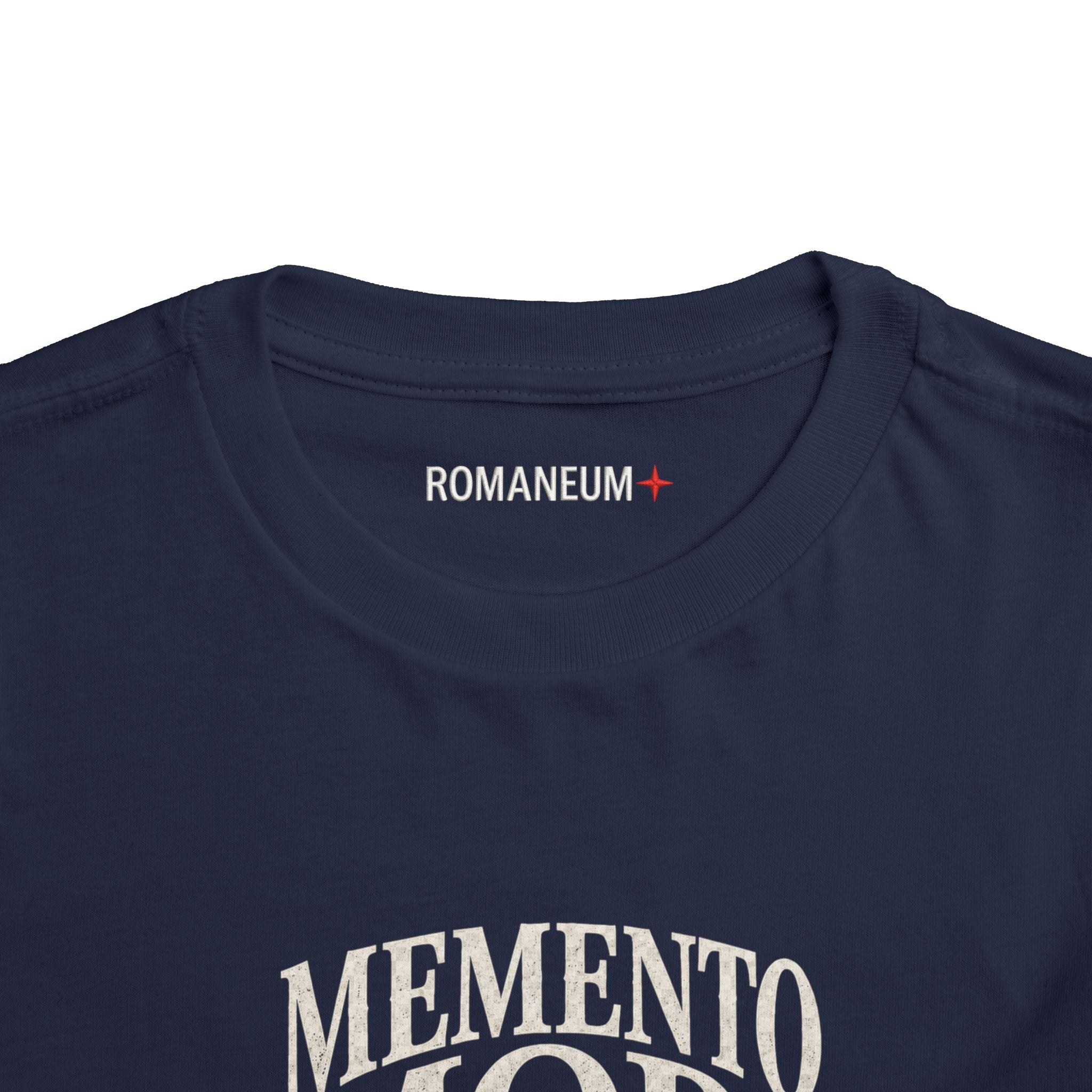 Toddler Tee — "Memento Mori" Skull Graphic Romaneum Kids Shirt