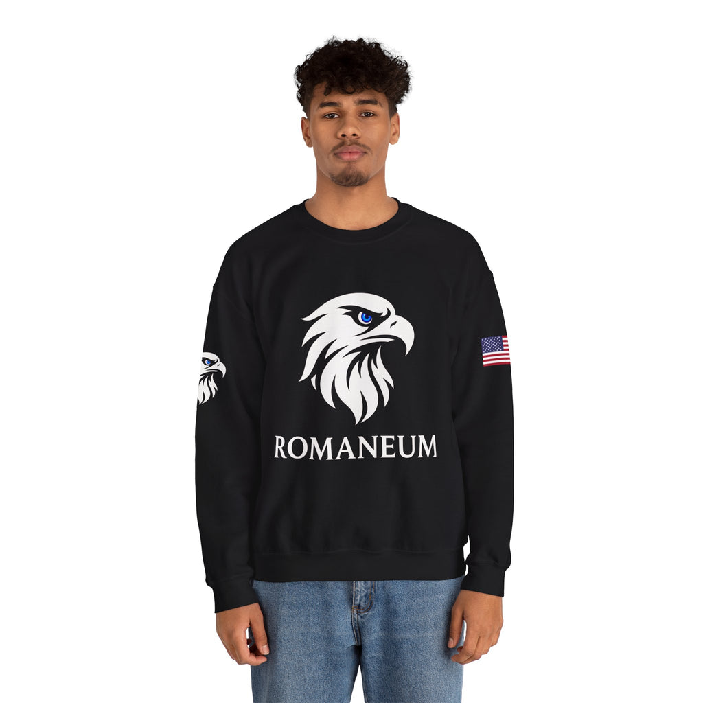 Romaneum eagle crest Crewneck sweatshirt | Romaneum logo, American flag sleeve