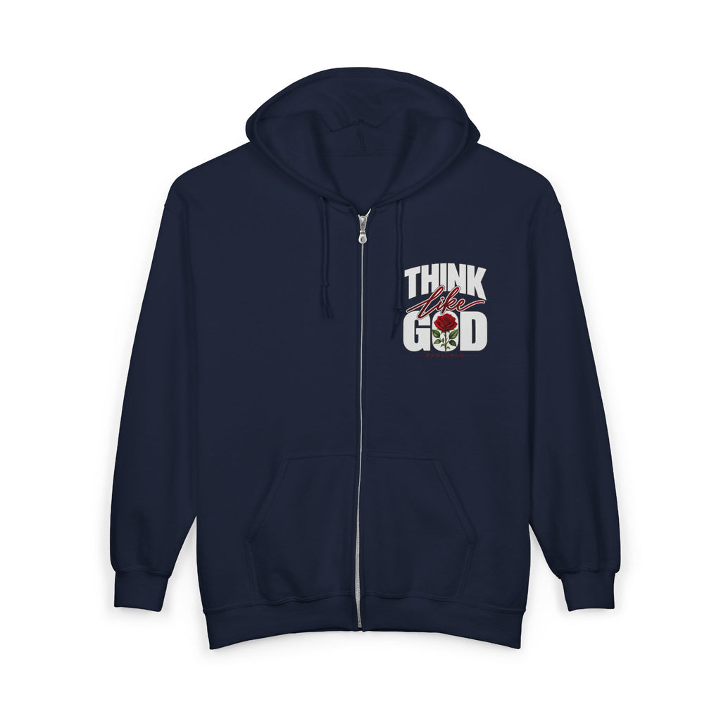 Think like God Zip Hoodie — ROMANEUM Graphic Full-Zip Hooded Sweatshirt