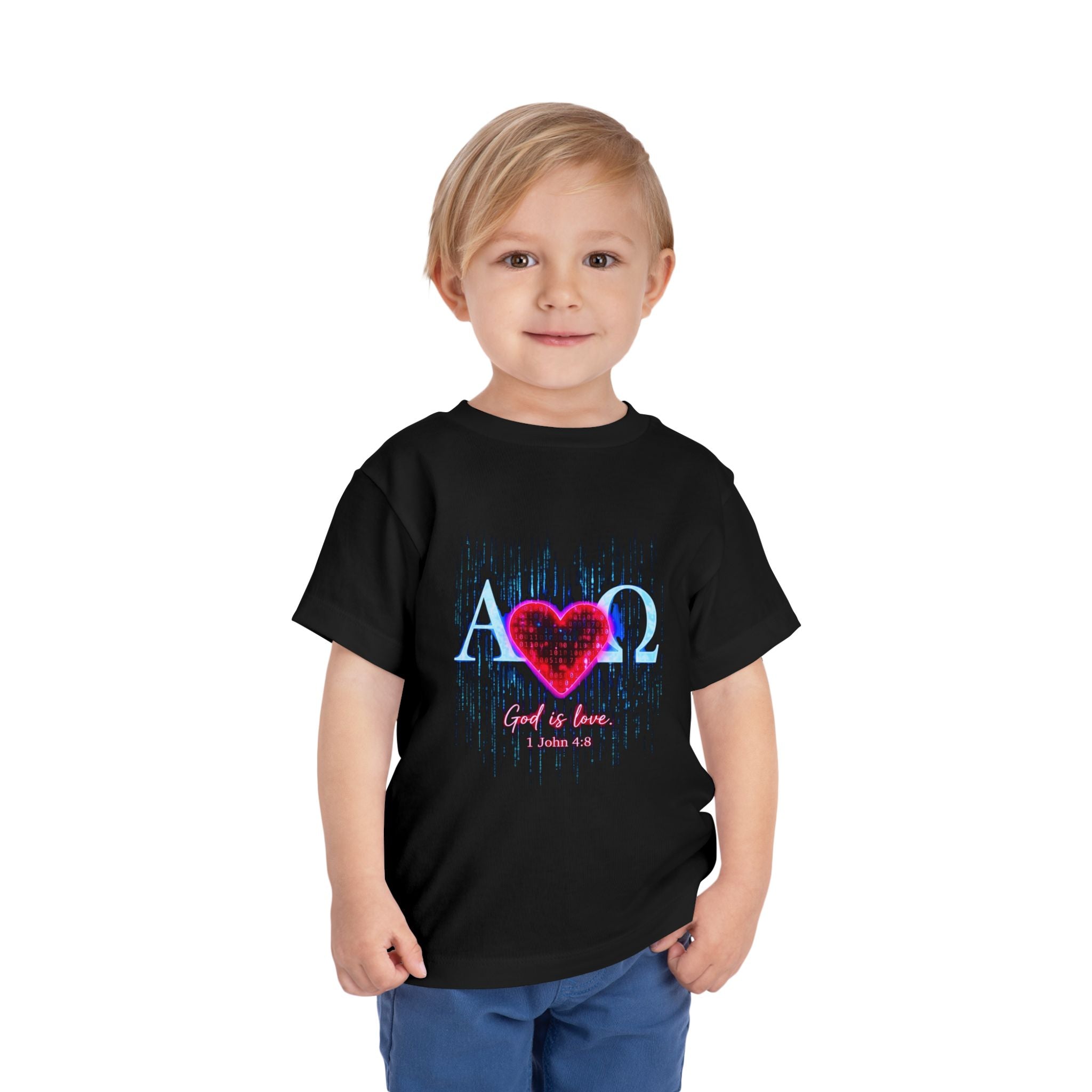 Alpha Omega Heart toddler tee | Christian scripture design