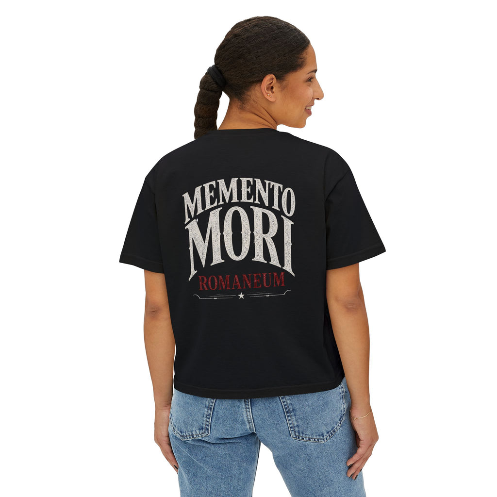 Memento Mori Boxy Tee — Vintage Skull Romaneum Graphic Shirt