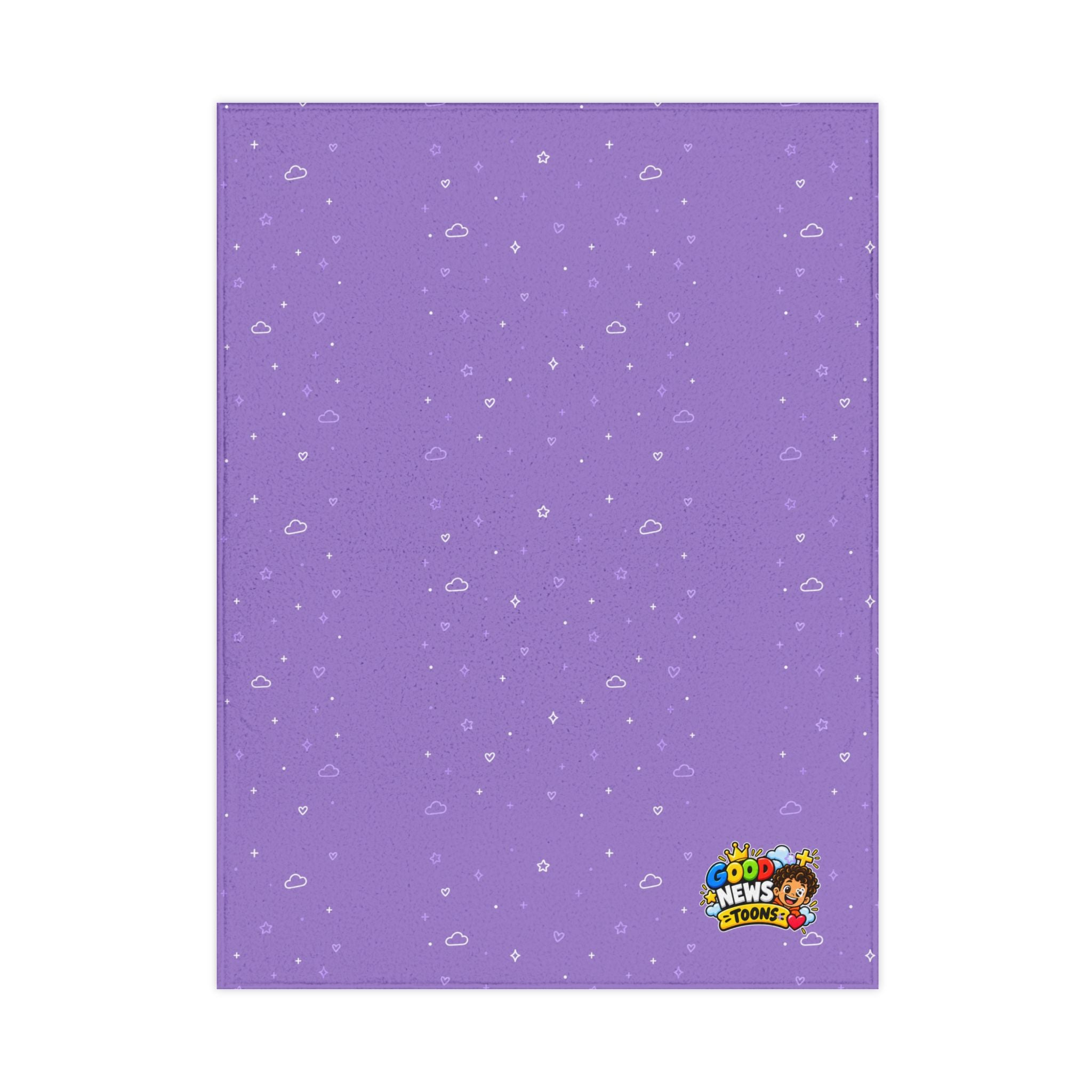 Toddler Blanket — Purple Starry Dot Kids Throw with Cartoon 'GOOD NEWS TOONS' Logo