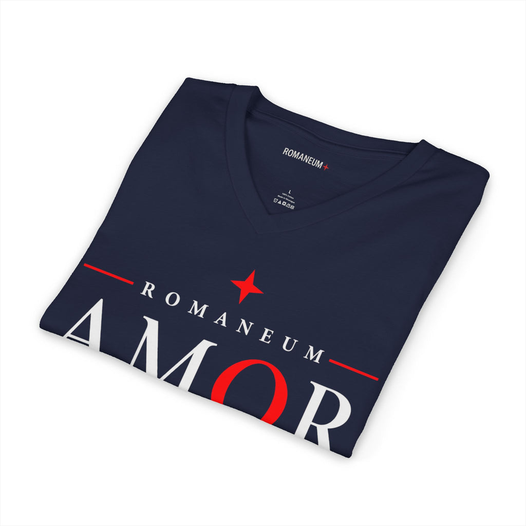 Romaneum "Amor/Roma" V-Neck Tee — God Is Love Christian Graphic Shirt