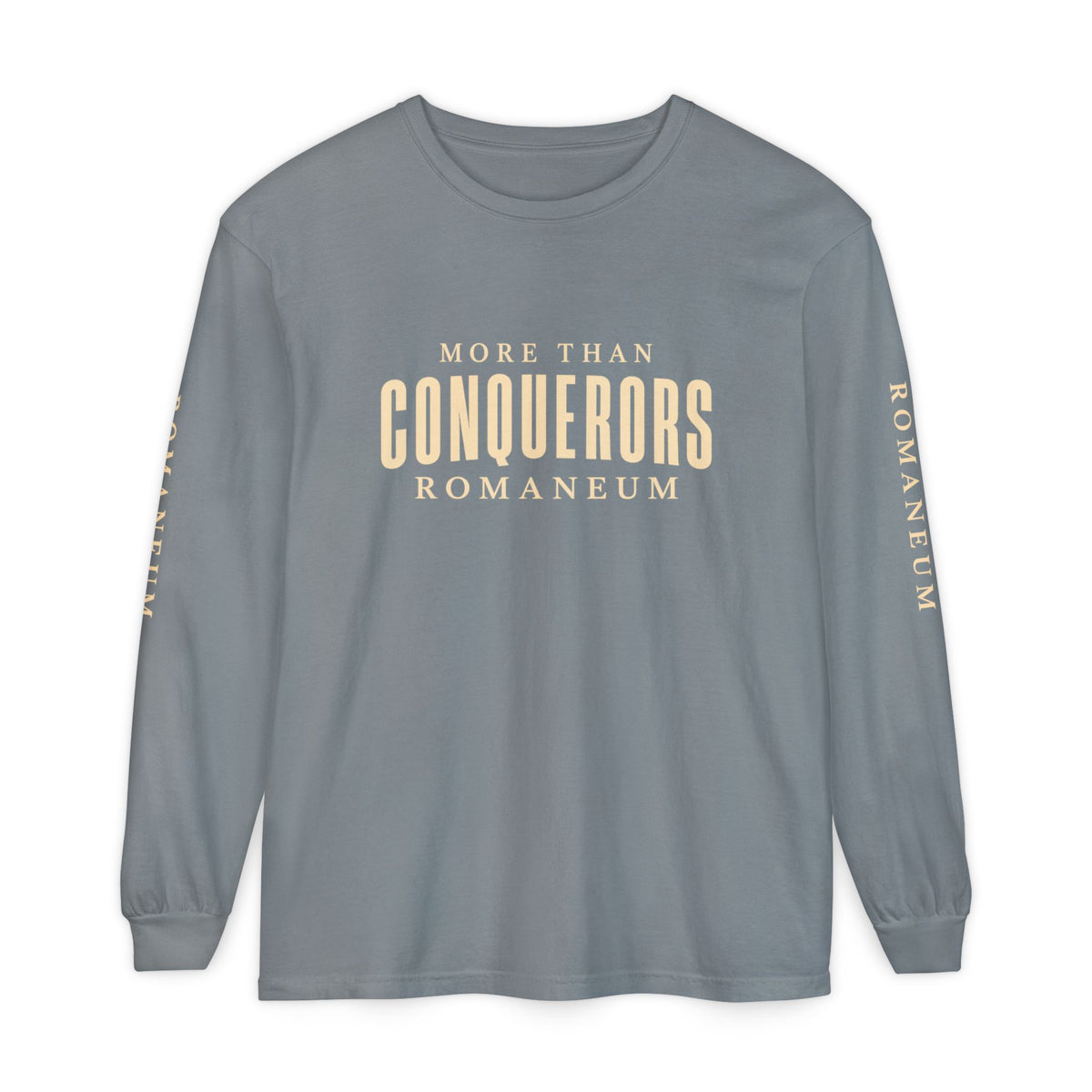 Conquerors Long Sleeve Tee — "More Than Conquerors" Romaneum